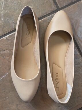 Size 8.5 Me too Women's Nude Pointed-Toe Ballet Flats BRIDAL Flats Wedding Shoes